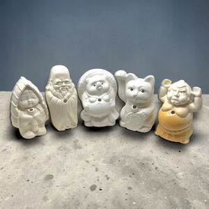 Lot 5 Vintage Benihana of Tokyo Tiki Mugs Maneki Neko Daruma Samurai Hedgehog